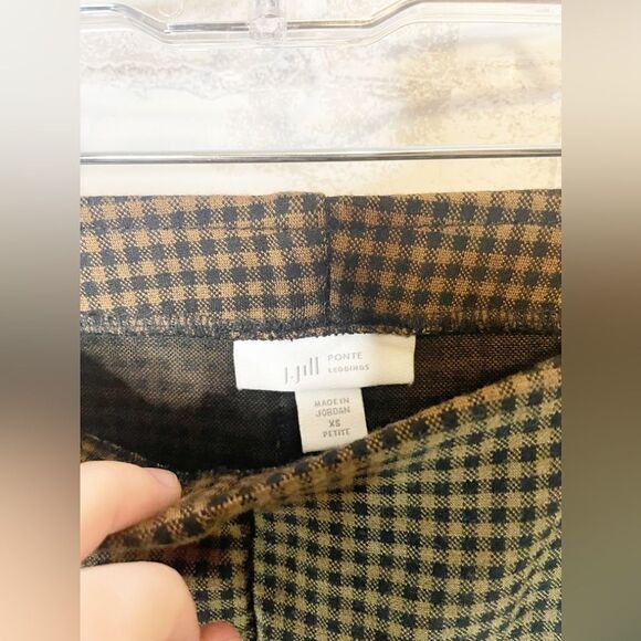 J.Jill Ponte Check Pattern Pull-on Leggings Black/Acorn Ankle Length - Picture 4 of 5